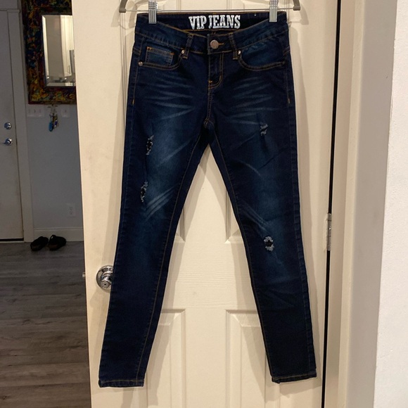 VIP Jeans Denim - Five pocket, skinny jeans, distressed look, dark blue by VIP Jeans ￼